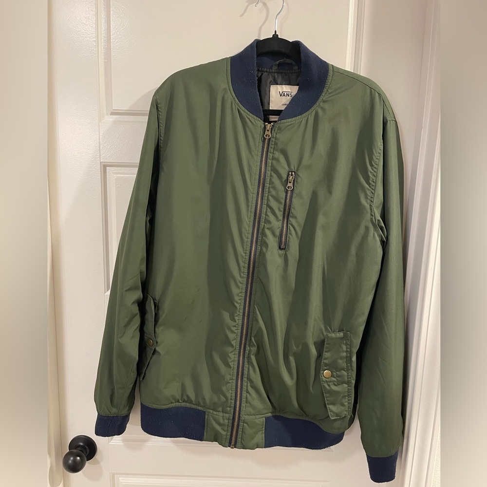 Vans Bomber Jacket, Army Green/Navy Blue, Men’s, L